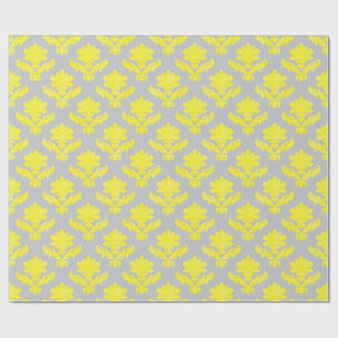 French Tapestry Bright Yellow and Gray Wrapping Paper
