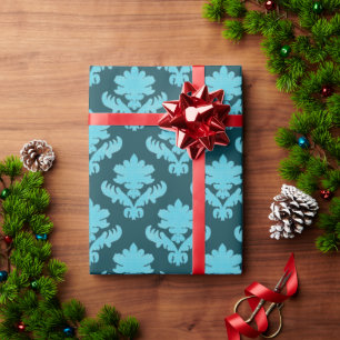French Tapestry Turquoise and Dark Teal Wrapping Paper