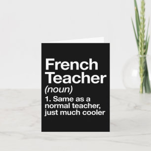 French Teacher Definition Fun Back To School First Card