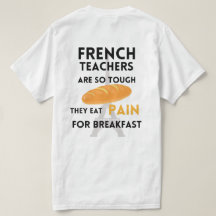 French teacher funny black text front and back 
