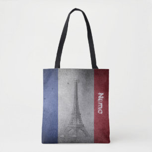French Teacher Gift Retro Flag Personalised Tote Bag