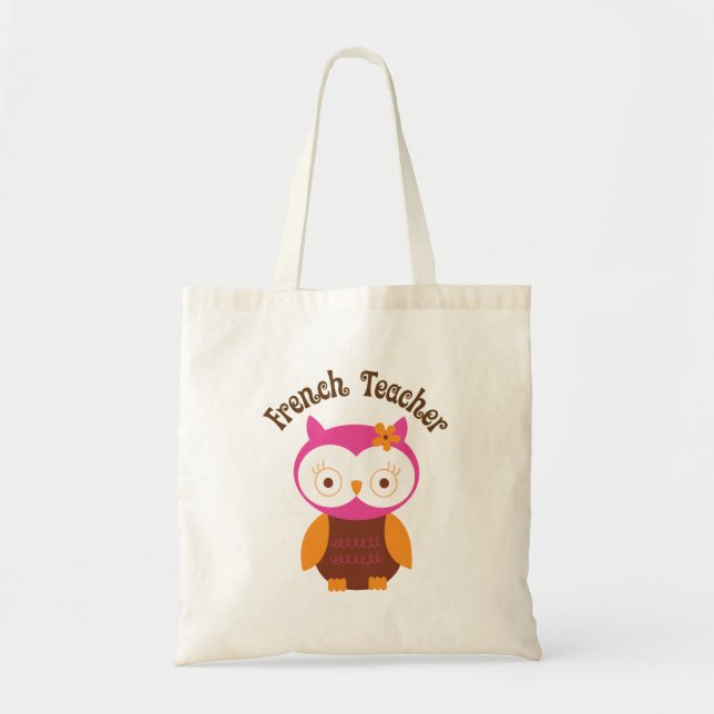 French Teacher Owl Tote Bag (Front)
