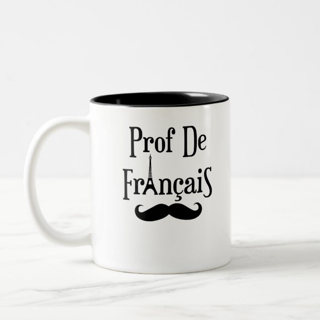 French Teacher Professor Prof de Francais Two-Tone Coffee Mug (Left)