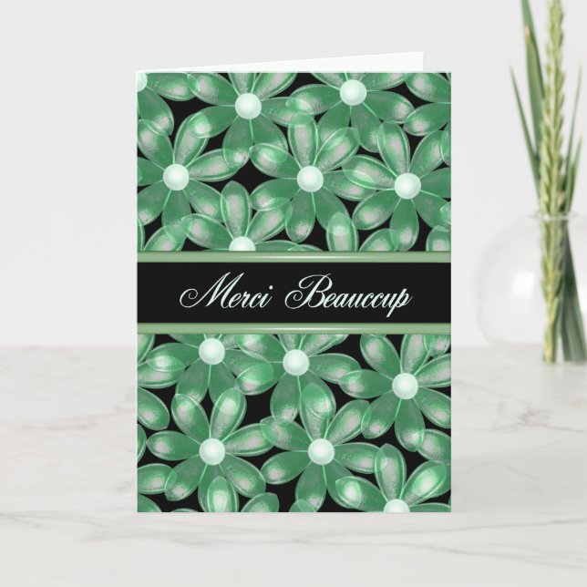 French Thank You Forest Flowers Card- Blank (Front)
