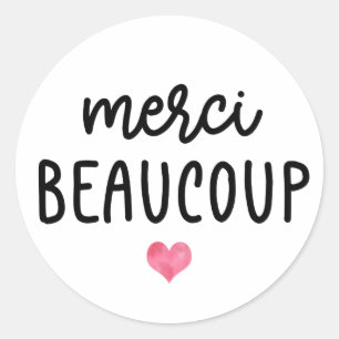French Thank You So Much Merci Beaucoup Classic Round Sticker