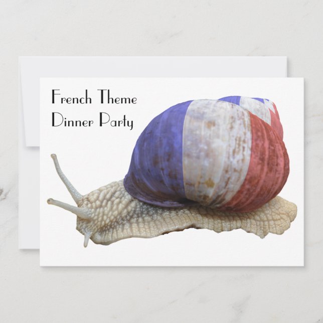 French Theme Dinner Party with Snail Invitation (Front)