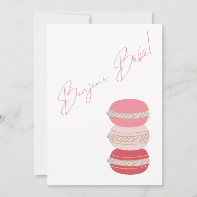 French Theme Macarons Pink Girl Baby Shower  Invitation (Front)