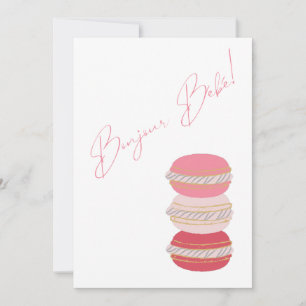French Theme Macarons Pink Girl Baby Shower Invitation