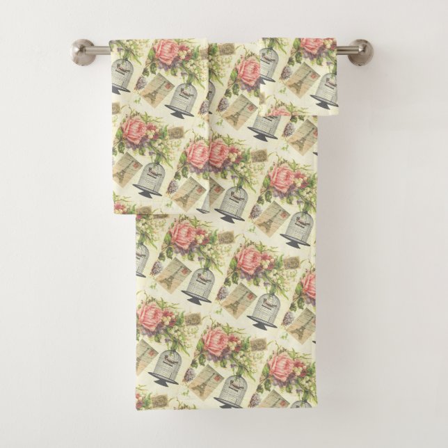 French Theme Vintage Paris Bathroom Towel Set (Insitu)