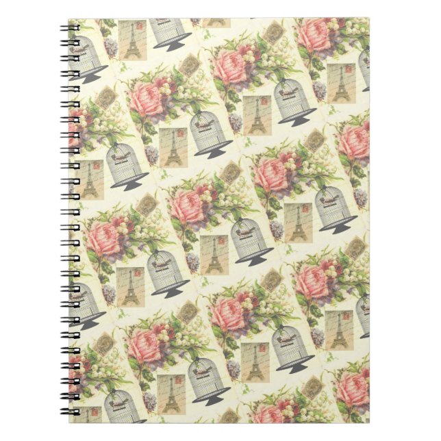 French Theme Vintage Paris Spiral Notebook (Front)