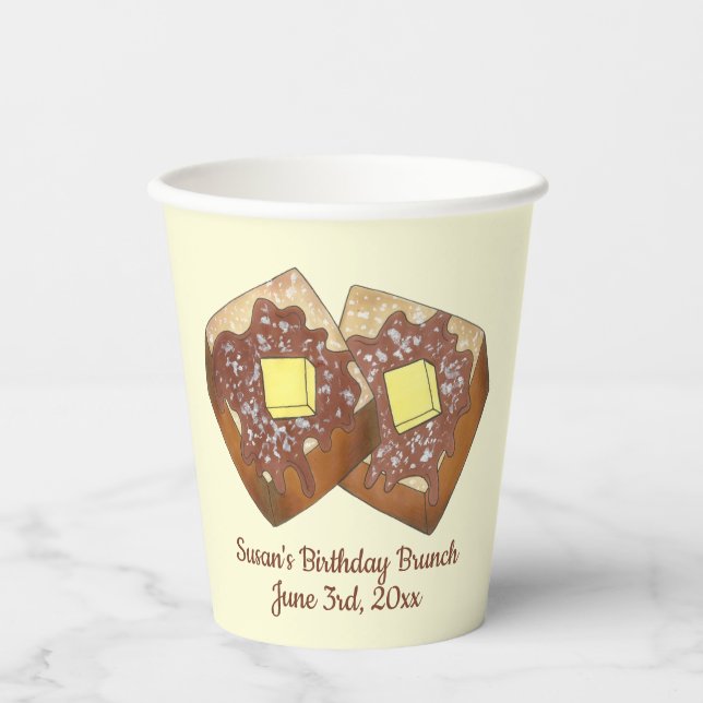 French Toast Butter and Syrup Diner Breakfast Food Paper Cups (Front)
