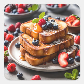 French Toast with Berries Square Sticker