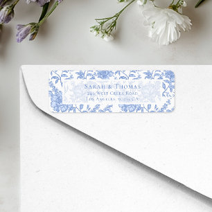 French Toile Blue Chinoiserie Return Address Label