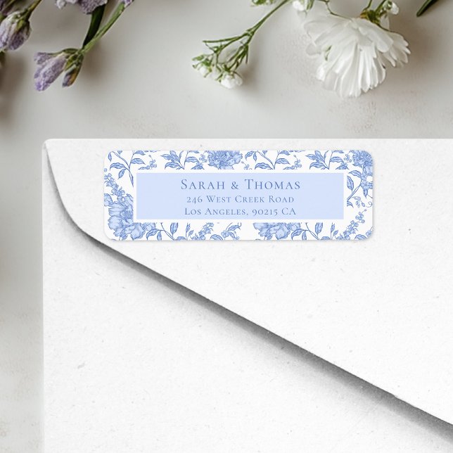French Toile Blue Chinoiserie Return Address Label (Creator Uploaded)