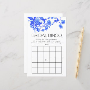 French Toile Blue Floral  Bridal Bingo Game