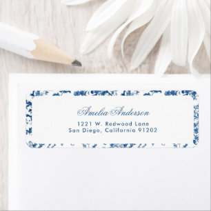French Toile Chinoiserie Elegant Floral Return Address Label