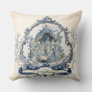 French Toile   Chinoiserie Nativity Cushion