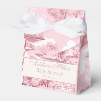 French Toile Coquette Pink Bow Bridal Shower  Favour Box