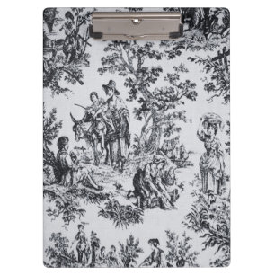 French toile de jouy black and white elegant clipboard