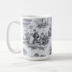 French toile de jouy black and white elegant coffee mug