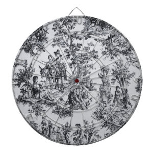 French toile de jouy black and white elegant  dartboard