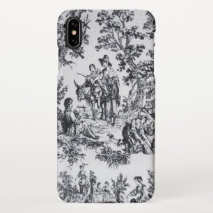 French toile de jouy black and white elegant iPhone case