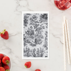 French toile de jouy black and white elegant napkin