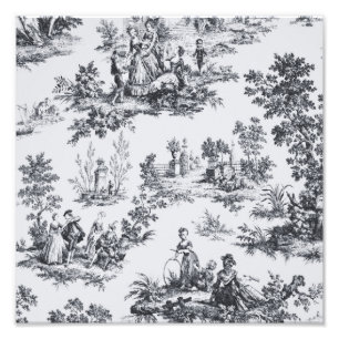 French toile de jouy black and white elegant photo print