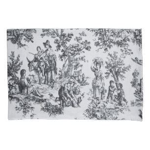 French toile de jouy black and white elegant pillowcase