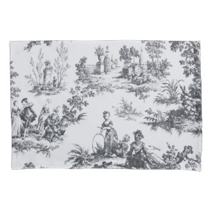 French toile de jouy black and white elegant pillowcase