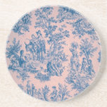 French toile de jouy blue and pink elegant coaster<br><div class="desc">French toile de jouy blue and pink.</div>