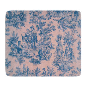 French toile de jouy blue and pink elegant cutting board
