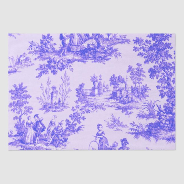 French toile de jouy blue and white decoupage tissue paper (Front)