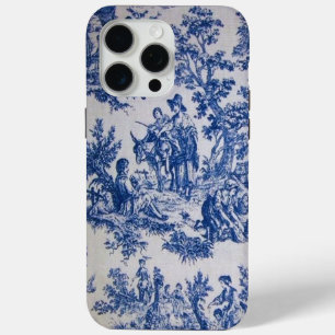 French toile de jouy blue and white elegant iPhone 15 pro max case