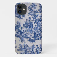 French toile de jouy blue and white elegant