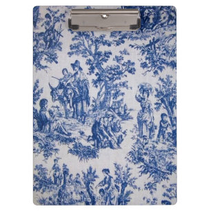 French toile de jouy blue and white elegant clipboard