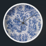 French toile de jouy blue and white elegant clock<br><div class="desc">French toile de jouy blue and white.</div>
