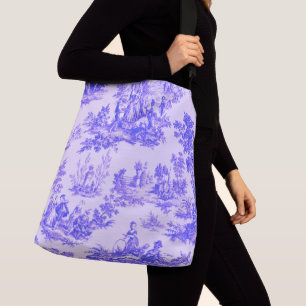 French toile de jouy blue and white elegant crossbody bag