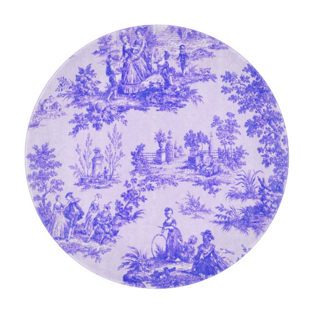 French toile de jouy blue and white elegant cutting board (Front)