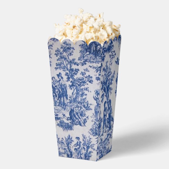 French toile de jouy blue and white elegant favour box (Popped)