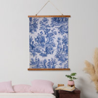 French toile de jouy blue and white elegant