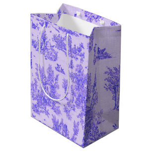 French toile de jouy blue and white elegant medium gift bag