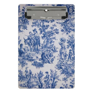 French toile de jouy blue and white elegant mini clipboard