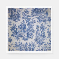French toile de jouy blue and white elegant