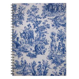 French toile de jouy blue and white elegant notebook