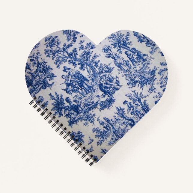 French toile de jouy blue and white elegant notebook (Front)