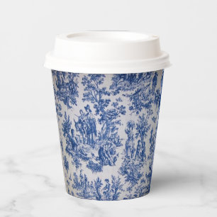 French toile de jouy blue and white elegant paper cups