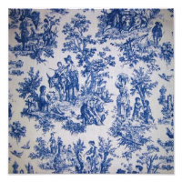 French toile de jouy blue and white elegant