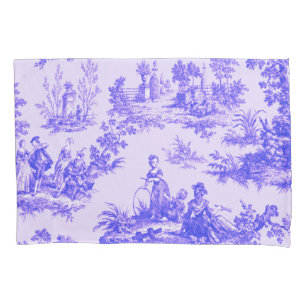 French toile de jouy blue and white elegant pillowcase