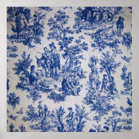 French toile de jouy blue and white elegant